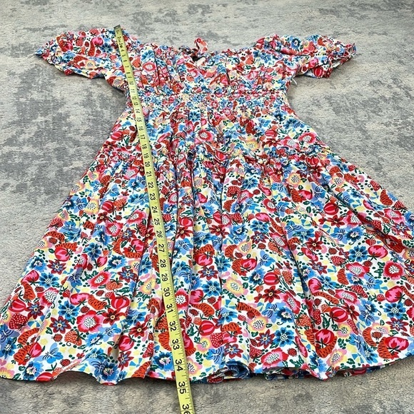 J Crew Smocked Waist Dress with Farmers Market Print Floral Ladybug Sz 0 - Picture 9 of 15